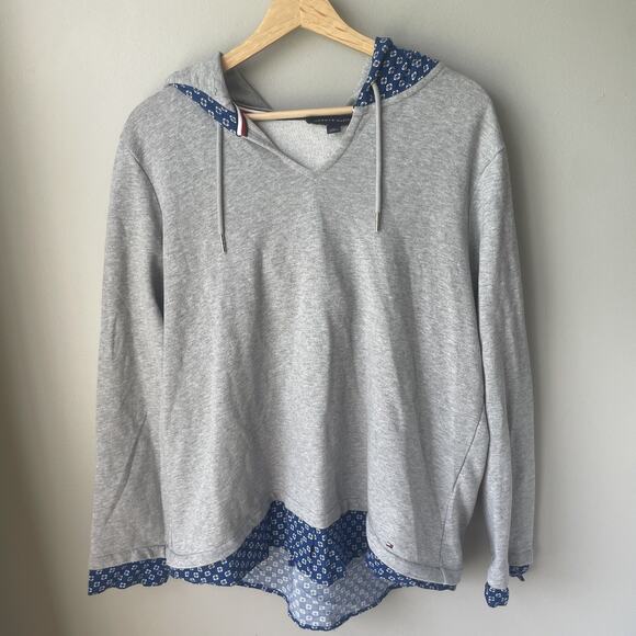 Tommy‎ Hilfiger Jersey Knit Hooded Sweatshirt Womens Size XL Heather Grey - Picture 2 of 9